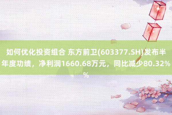 如何优化投资组合 东方前卫(603377.SH)发布半年度功绩，净利润1660.68万元，同比减少80.32%