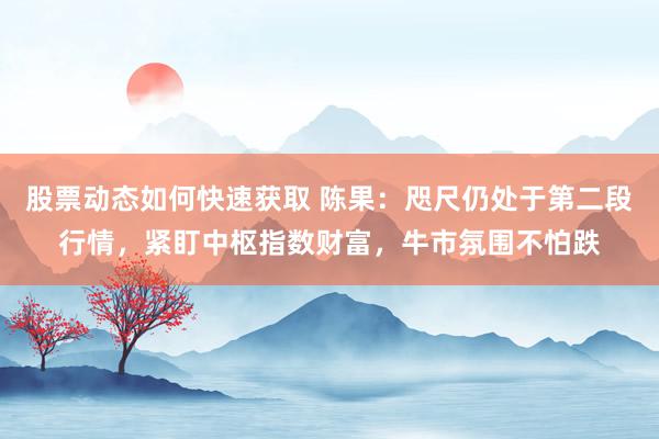 股票动态如何快速获取 陈果：咫尺仍处于第二段行情，紧盯中枢指数财富，牛市氛围不怕跌