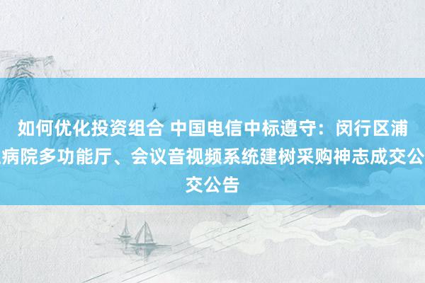 如何优化投资组合 中国电信中标遵守：闵行区浦江病院多功能厅、会议音视频系统建树采购神志成交公告