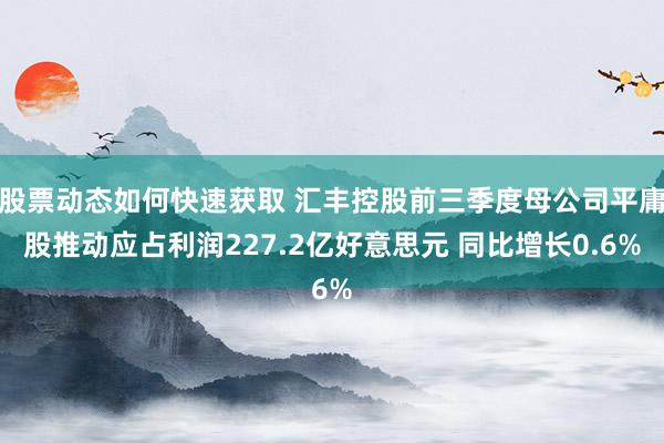 股票动态如何快速获取 汇丰控股前三季度母公司平庸股推动应占利润227.2亿好意思元 同比增长0.6%