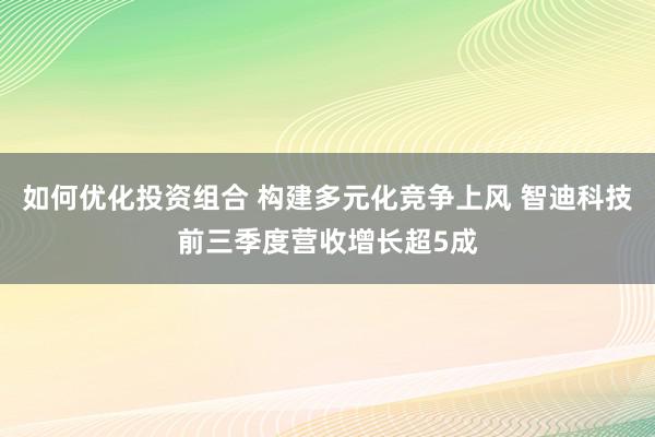 如何优化投资组合 构建多元化竞争上风 智迪科技前三季度营收增长超5成