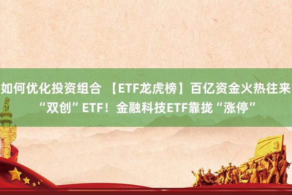 如何优化投资组合 【ETF龙虎榜】百亿资金火热往来“双创”ETF！金融科技ETF靠拢“涨停”