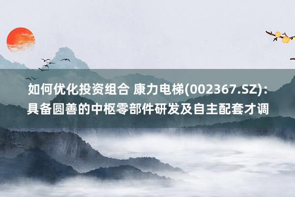 如何优化投资组合 康力电梯(002367.SZ)：具备圆善的中枢零部件研发及自主配套才调