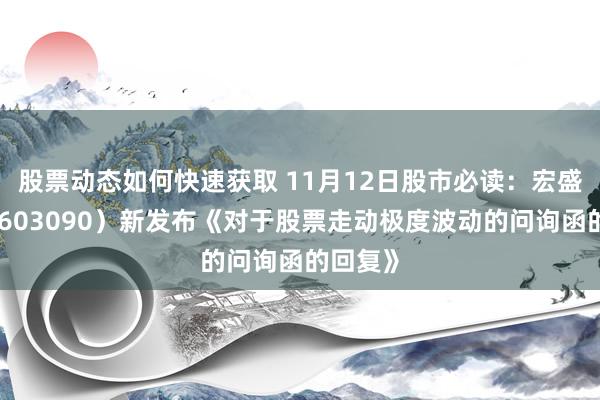 股票动态如何快速获取 11月12日股市必读：宏盛股份（603090）新发布《对于股票走动极度波动的问询函的回复》