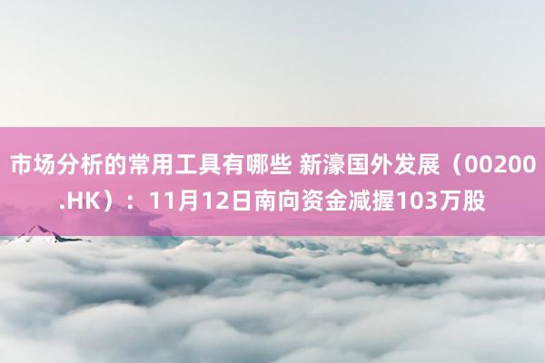 市场分析的常用工具有哪些 新濠国外发展（00200.HK）：11月12日南向资金减握103万股