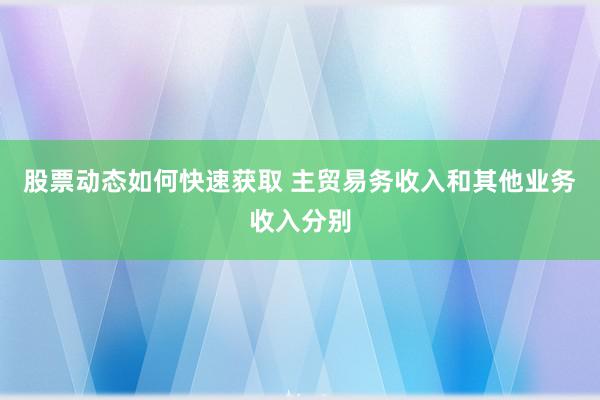 股票动态如何快速获取 主贸易务收入和其他业务收入分别