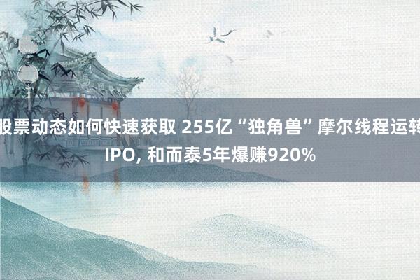 股票动态如何快速获取 255亿“独角兽”摩尔线程运转IPO, 和而泰5年爆赚920%