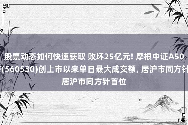 股票动态如何快速获取 败坏25亿元! 摩根中证A500ETF(560530)创上市以来单日最大成交额, 居沪市同方针首位