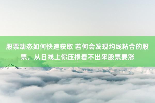 股票动态如何快速获取 若何会发现均线粘合的股票，从日线上你压根看不出来股票要涨