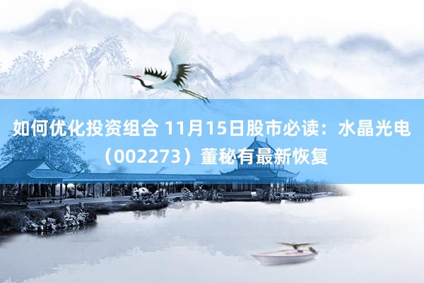 如何优化投资组合 11月15日股市必读：水晶光电（002273）董秘有最新恢复