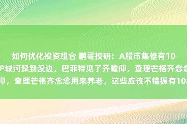 如何优化投资组合 鹏哥投研：A股市集惟有10个公司具有把持特征，护城河深到没边，巴菲特见了齐瞻仰，查理芒格齐念念用来养老，这些应该不错握有10年以上。