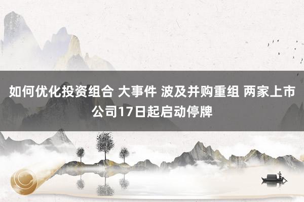 如何优化投资组合 大事件 波及并购重组 两家上市公司17日起启动停牌