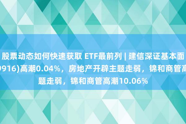 股票动态如何快速获取 ETF最前列 | 建信深证基本面60ETF(159916)高潮0.04%，房地产开辟主题走弱，锦和商管高潮10.06%