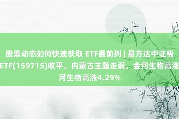 股票动态如何快速获取 ETF最前列 | 易方达中证稀土产业ETF(159715)收平，内蒙古主题走弱，金河生物高涨4.29%