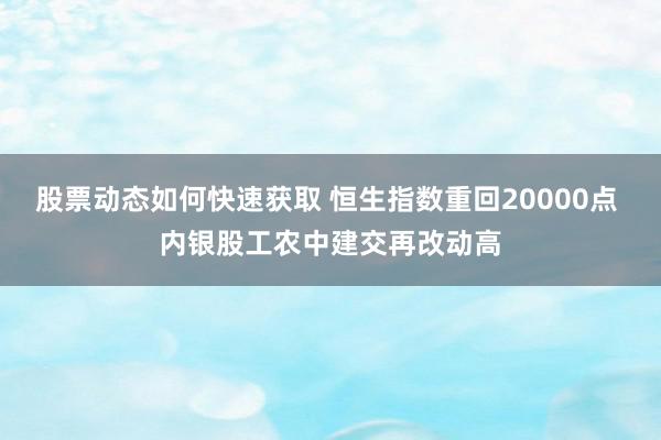 股票动态如何快速获取 恒生指数重回20000点 内银股工农中建交再改动高