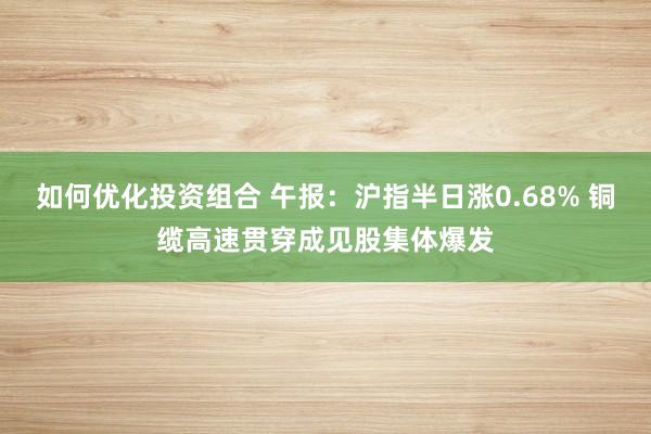 如何优化投资组合 午报：沪指半日涨0.68% 铜缆高速贯穿成见股集体爆发