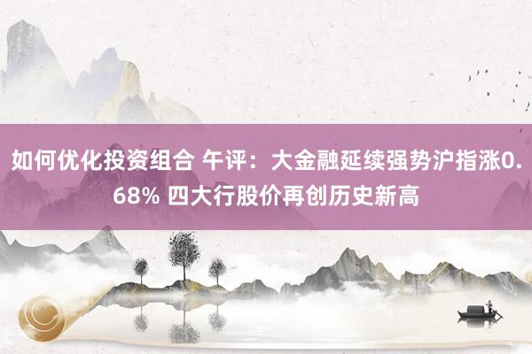 如何优化投资组合 午评：大金融延续强势沪指涨0.68% 四大行股价再创历史新高