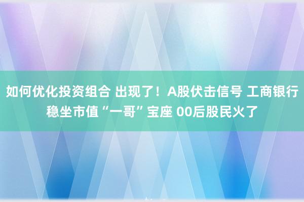 如何优化投资组合 出现了！A股伏击信号 工商银行稳坐市值“一哥”宝座 00后股民火了