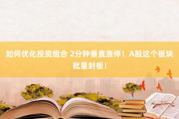 如何优化投资组合 2分钟垂直涨停！A股这个板块批量封板！