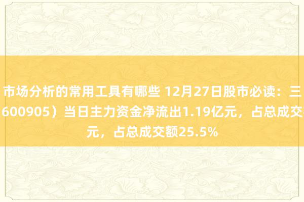 市场分析的常用工具有哪些 12月27日股市必读：三峡动力（600905）当日主力资金净流出1.19亿元，占总成交额25.5%