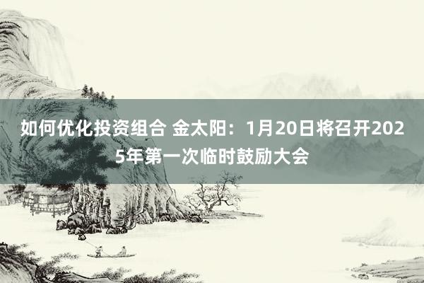 如何优化投资组合 金太阳：1月20日将召开2025年第一次临时鼓励大会