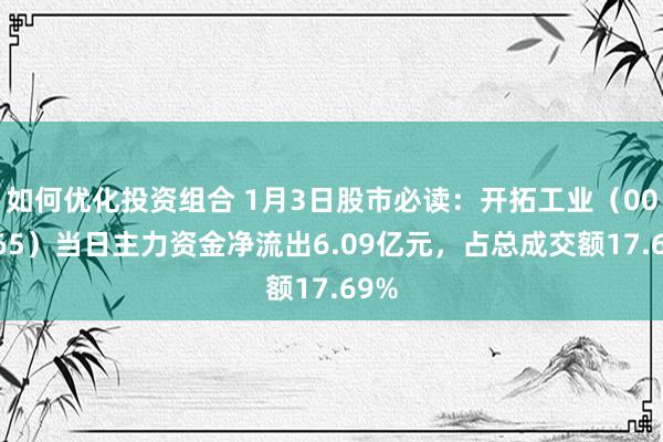 如何优化投资组合 1月3日股市必读：开拓工业（002265）当日主力资金净流出6.09亿元，占总成交额17.69%